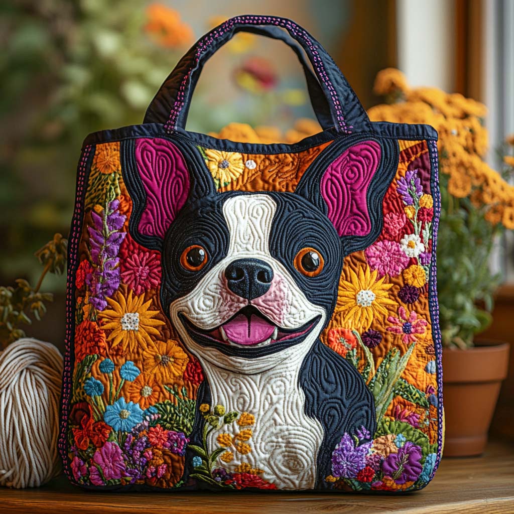 Bloom Joy Quilted Tote Bag Perfect Tote Bag Best Presents For Dog Lovers