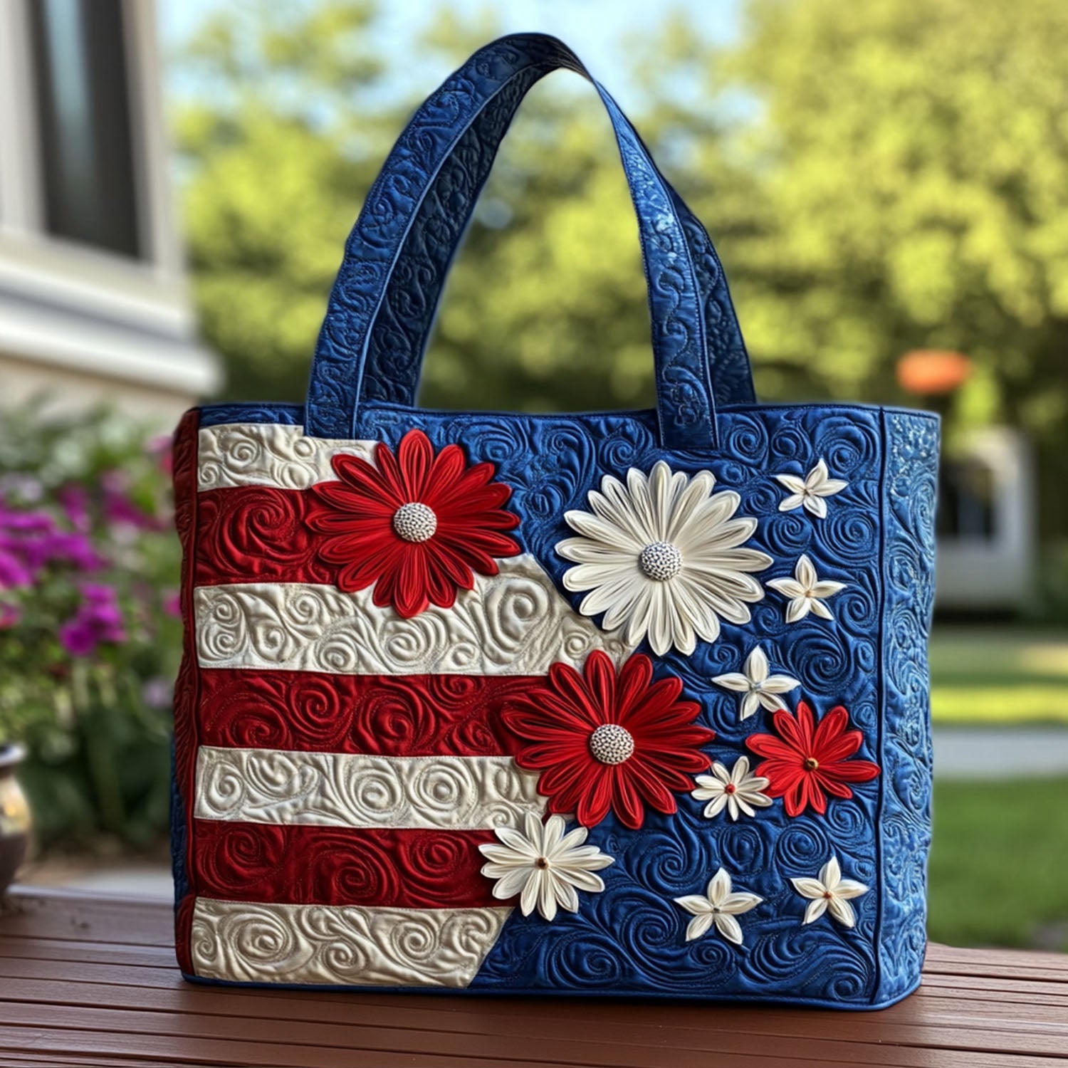 Bloom of Liberty Quilted Tote Bag Best Everyday Tote Best 4Th Of July Gifts