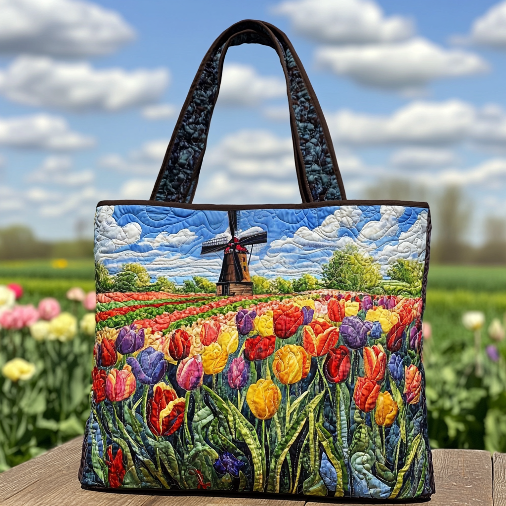 Bloom Path Quilted Tote Bag Shoulder Handbag Mothersday Gifts