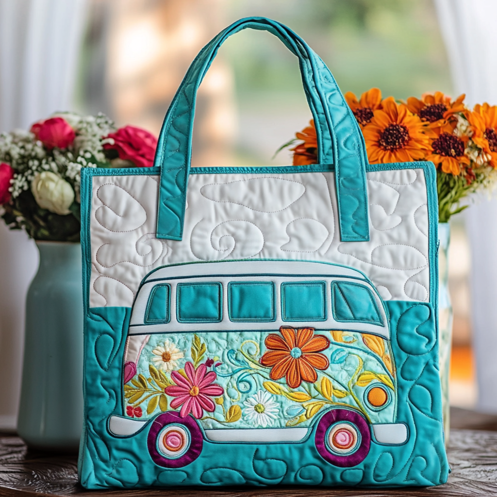 Bloom Van Quilted Tote Bag Best Bags For Women Awesome Gifts For Camping Lovers