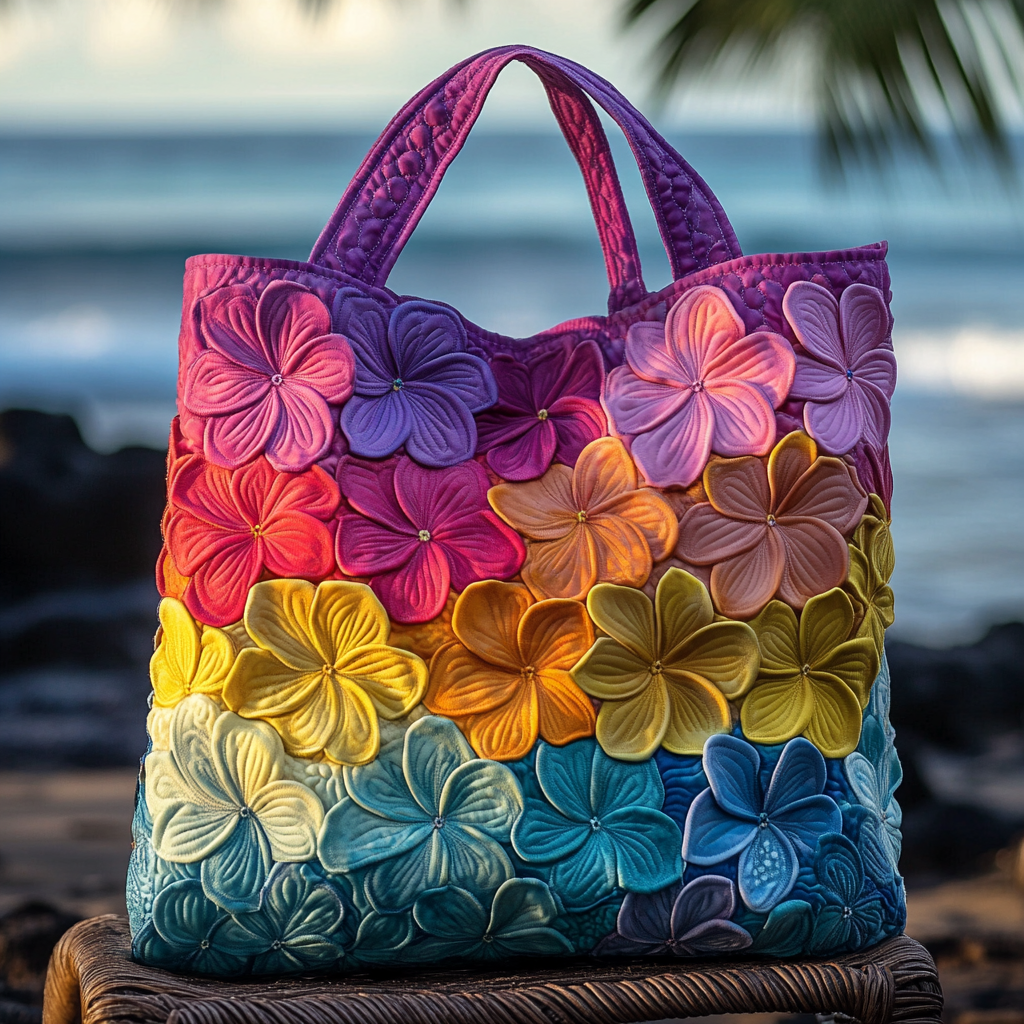 Bloom Vibes Quilted Tote Bag The Best Tote Bag Birthday Gifts For Beach Lovers