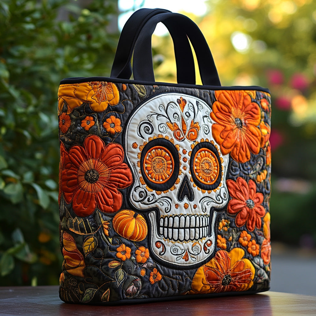 Blooming Sugar Skull Quilted Tote Bag Best Work Totes For Women Day Of The Dead Ideas