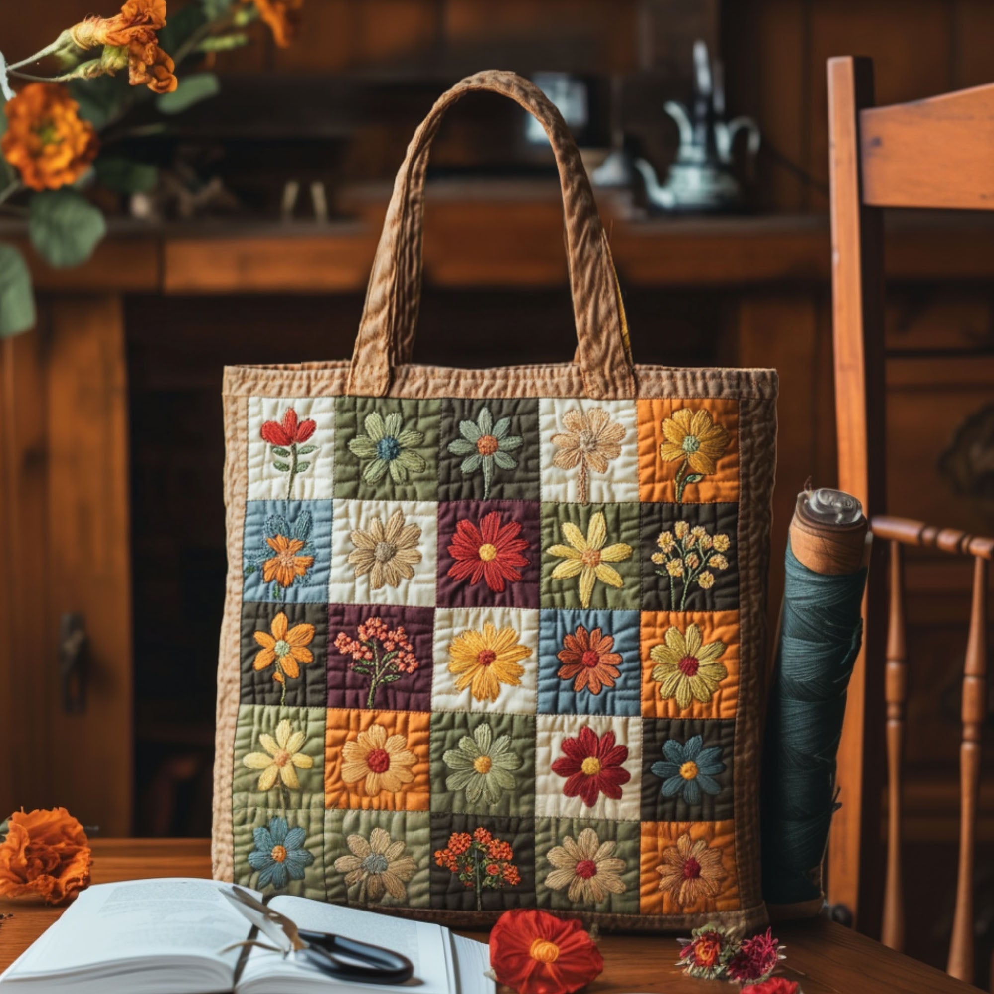 Blooming Threads Quilted Tote Bag Best Work Totes For Women Best Mothers Day Presents - Image 3