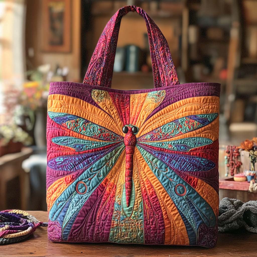 Blossom Dream Quilted Tote Bag Most Popular Shoulder Bags Gifts For Dragonfly Lovers