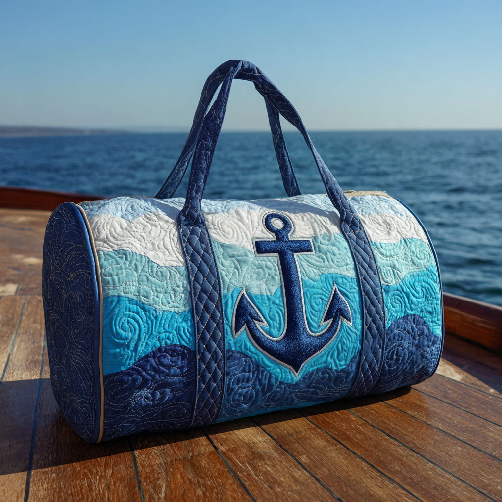 Blue Anchor Quilted Duffle Bag Duffle Bag Womens Large Great Lighthouse Gifts