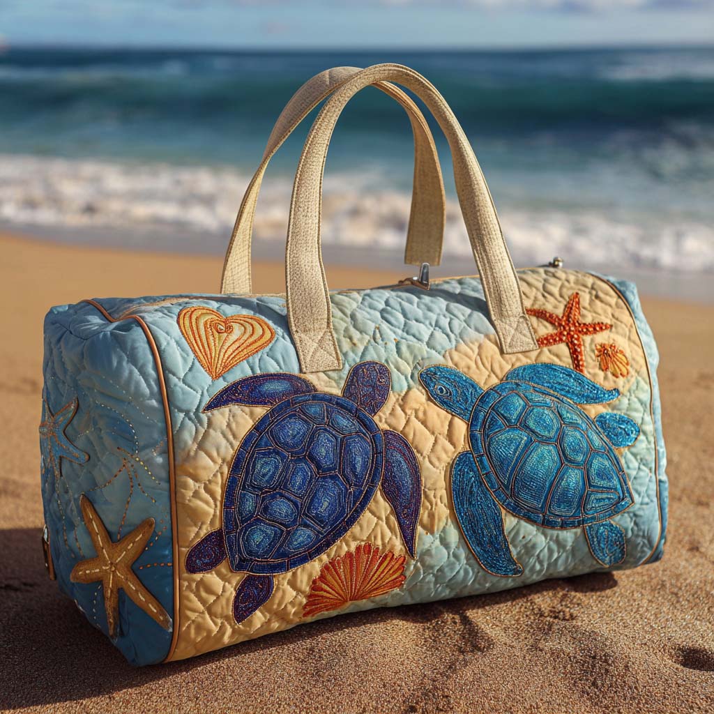 Blue Companions Quilted Duffle Bag Best Women's Duffel Bag Sea Turtle Gift Ideas