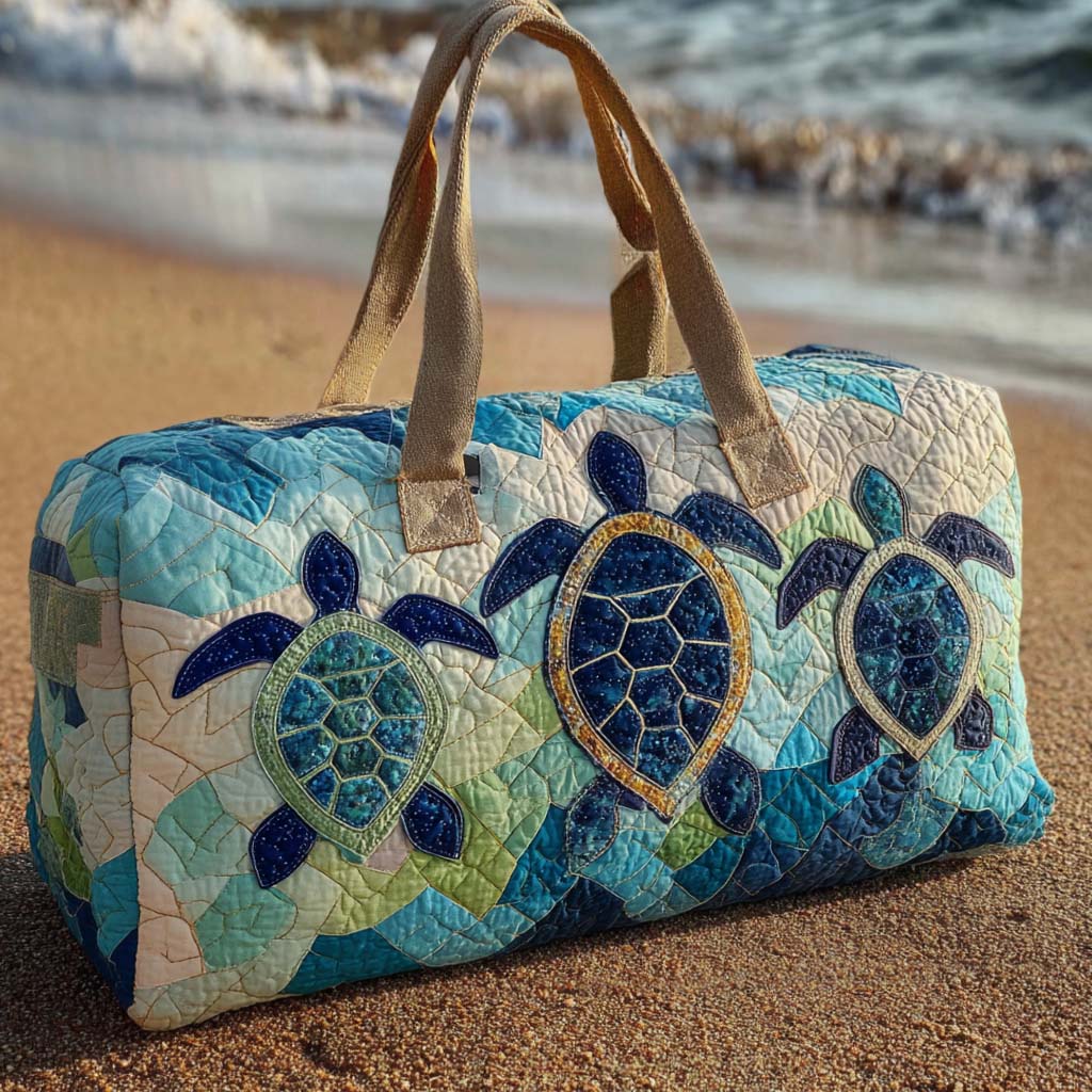 Blue Journey Quilted Duffle Bag Women's Carry On Duffel Bag Sea Turtle Gifts For Mom