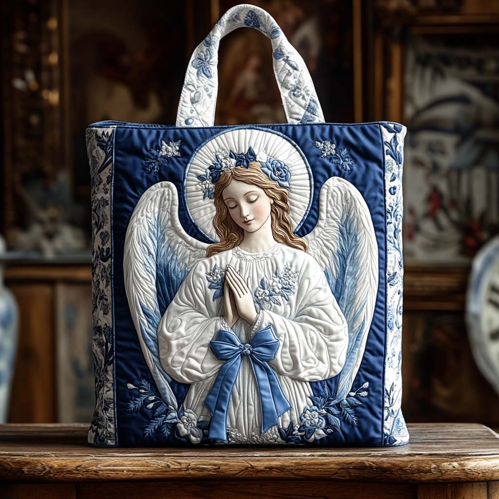 Blue Seraph Grace Quilted Tote Bag Most Popular Shoulder Bags Religious Gifts For Mom