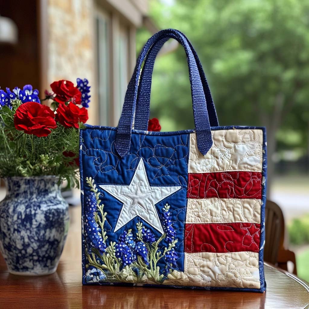 Bluebonnet Heartbeat Quilted Tote Bag Best Work Totes For Women Texan Gift Items