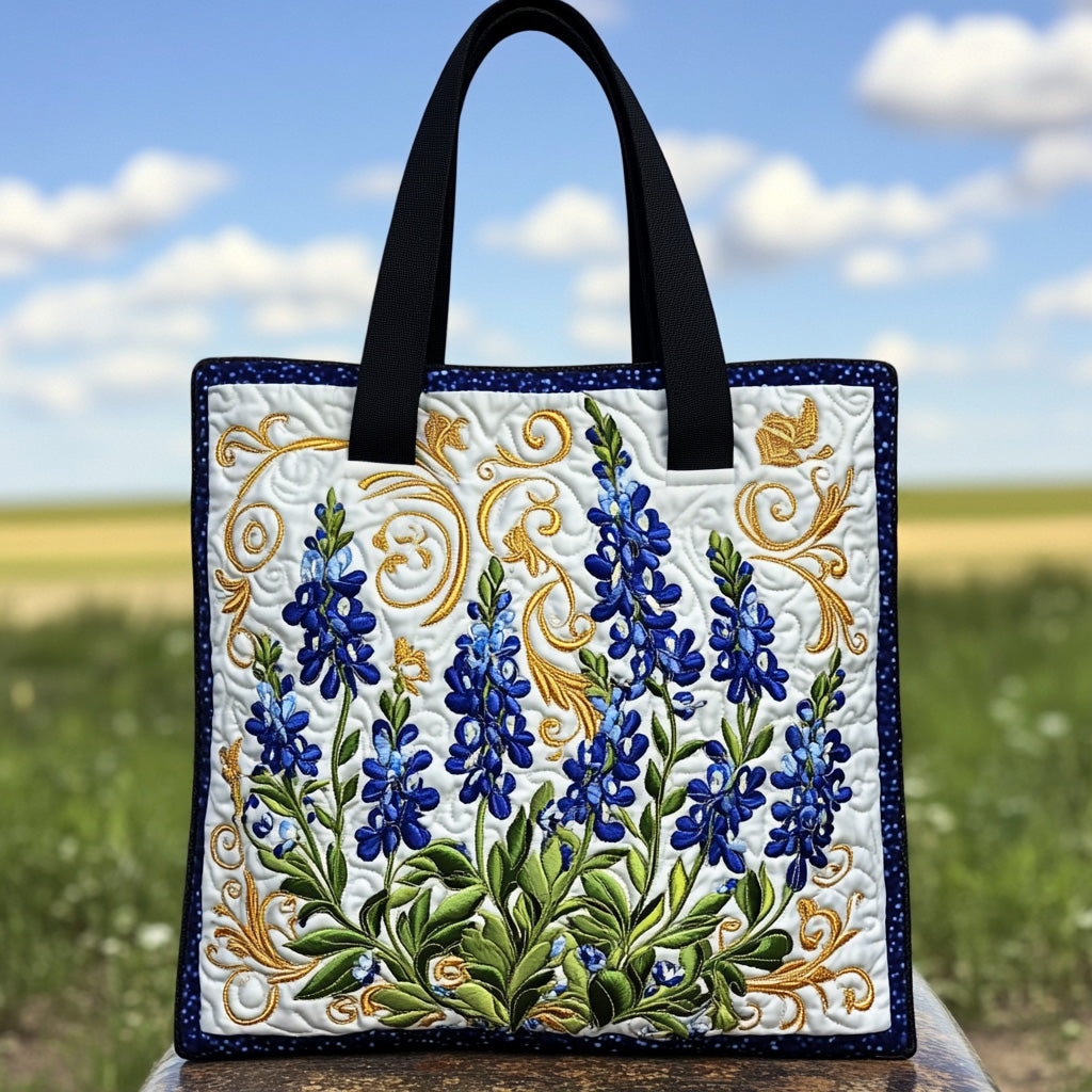 Bluebonnet Kiss Quilted Tote Bag Vintage Shoulder Bag Best Mothers Day Presents