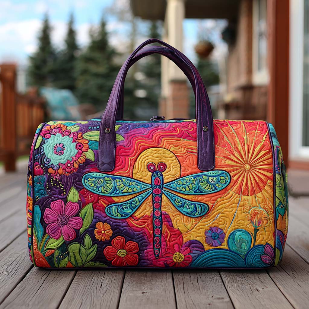 Boho Buzz Quilted Duffle Bag Luxury Duffle Bag Dragonfly Mother's Day Gifts