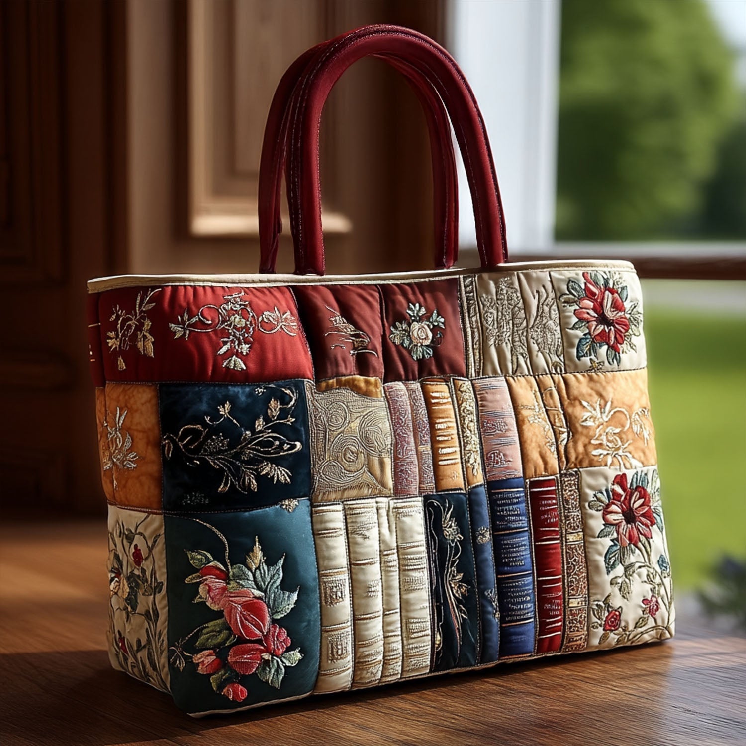 Bookish Charm Quilted Tote Bag Tote Bag Shoulder Awesome Gifts For Book Lovers