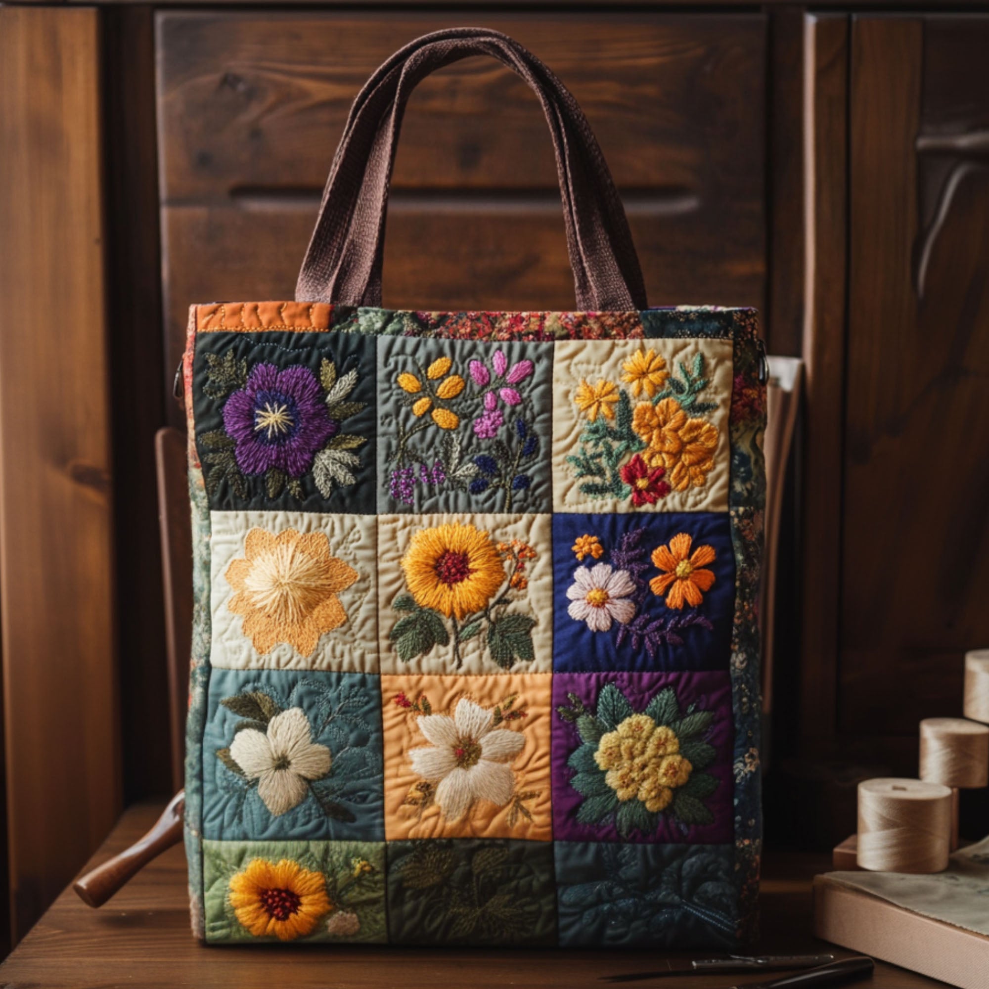 Bouquet Weave Quilted Tote Bag Trendy Shoulder Bags Fun Fall Gift Ideas - Image 3