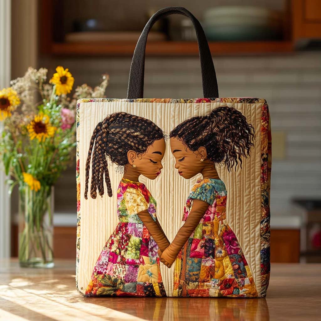 Braided Souls Quilted Tote Bag Popular Designer Tote Bags Black History Month Gifts - Image 3