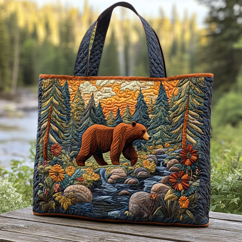 Brave Bear Quilted Tote Bag Top Tote Bags Good Presents For Moms