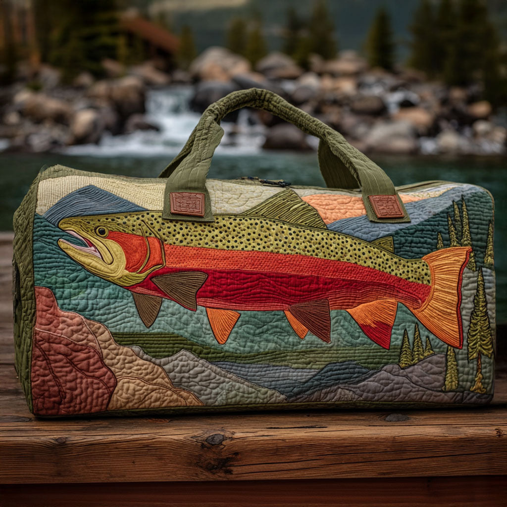 Brook Trout Quilted Duffle Bag Best Weekend Duffle Bag Womens Unique Gifts For Women