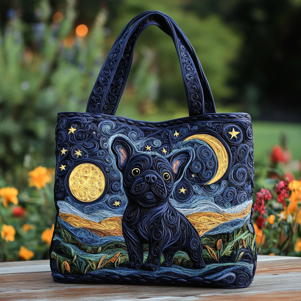 Bulldog Meadow Quilted Tote Bag Nice Tote Bags Gift Ideas For Bulldog Lovers