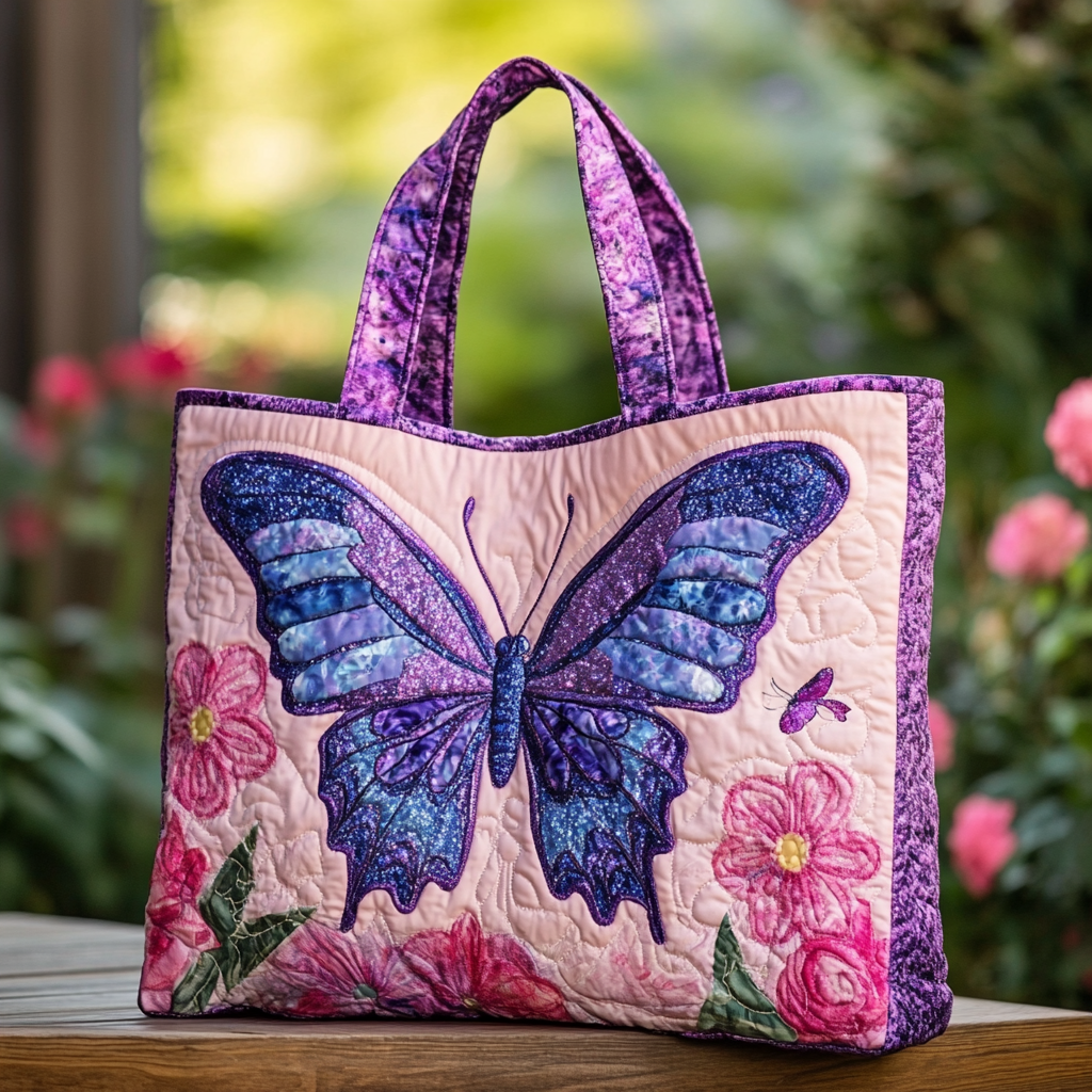Butterfly Glow Quilted Tote Bag Best Everyday Tote Bag Butterfly Birthday Gift Ideas