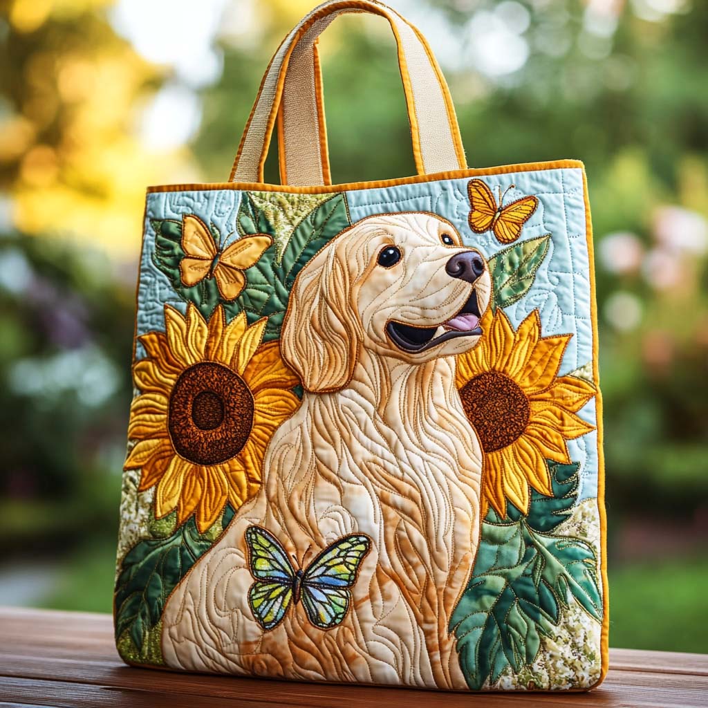 Butterfly Meadow Golden Quilted Tote Bag Perfect Tote Bag Best Golden Retriever Gifts