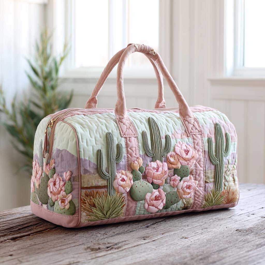Cactus Blossom Quilted Duffle Bag Travel Bag Gift For Daughter In Law On Mother'S Day