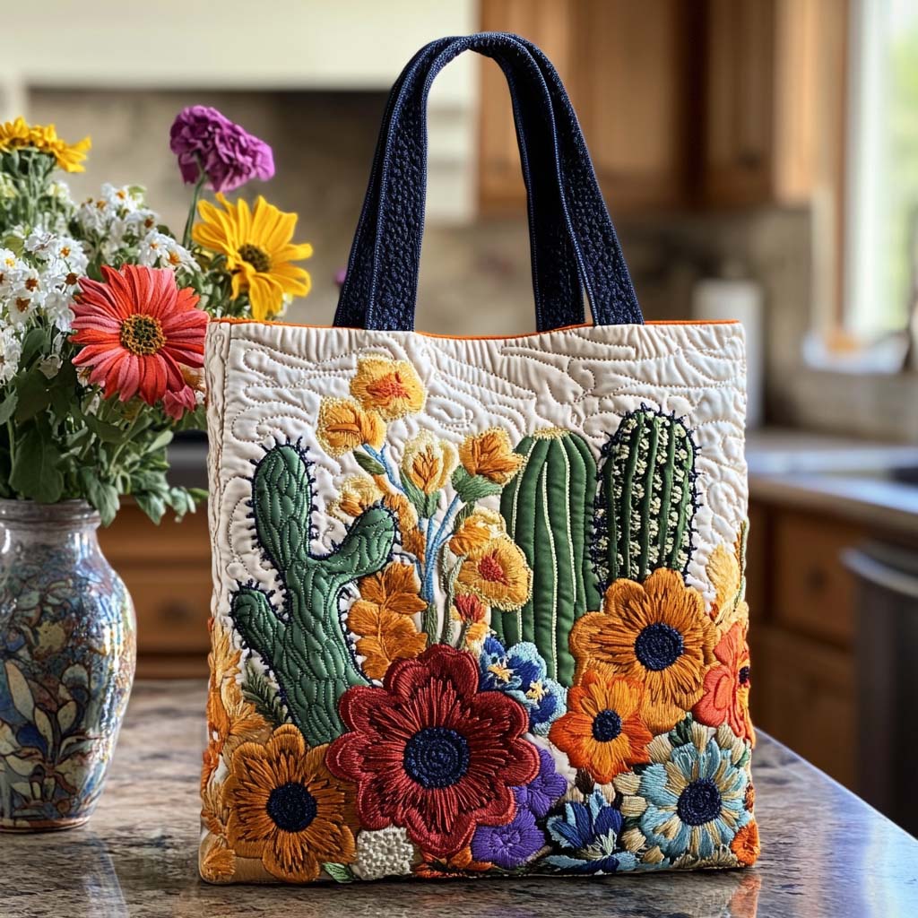 Cactus Desert Dream Quilted Tote Bag Womens Tote Bag Great Cactus Themed Gifts