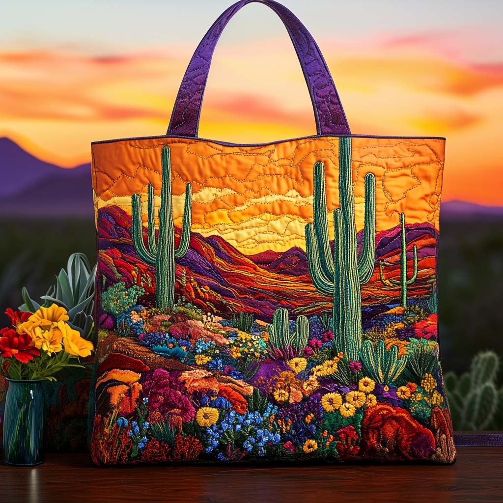 Cactus Oasis Quilted Tote Bag Best Totes Cactus Related Gifts