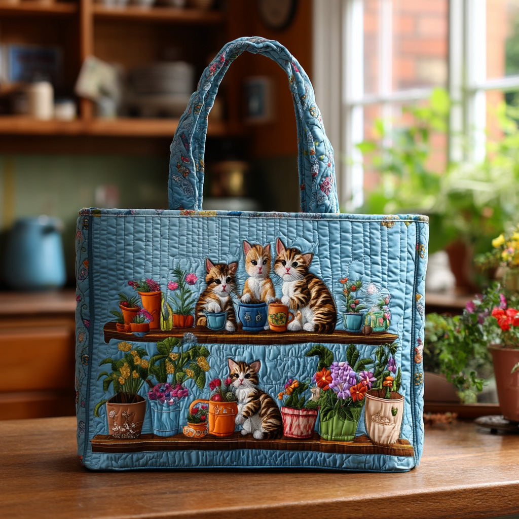 Calm Catwalk Quilted Tote Bag Womens Shoulder Bags Gifts For A Cat Lover