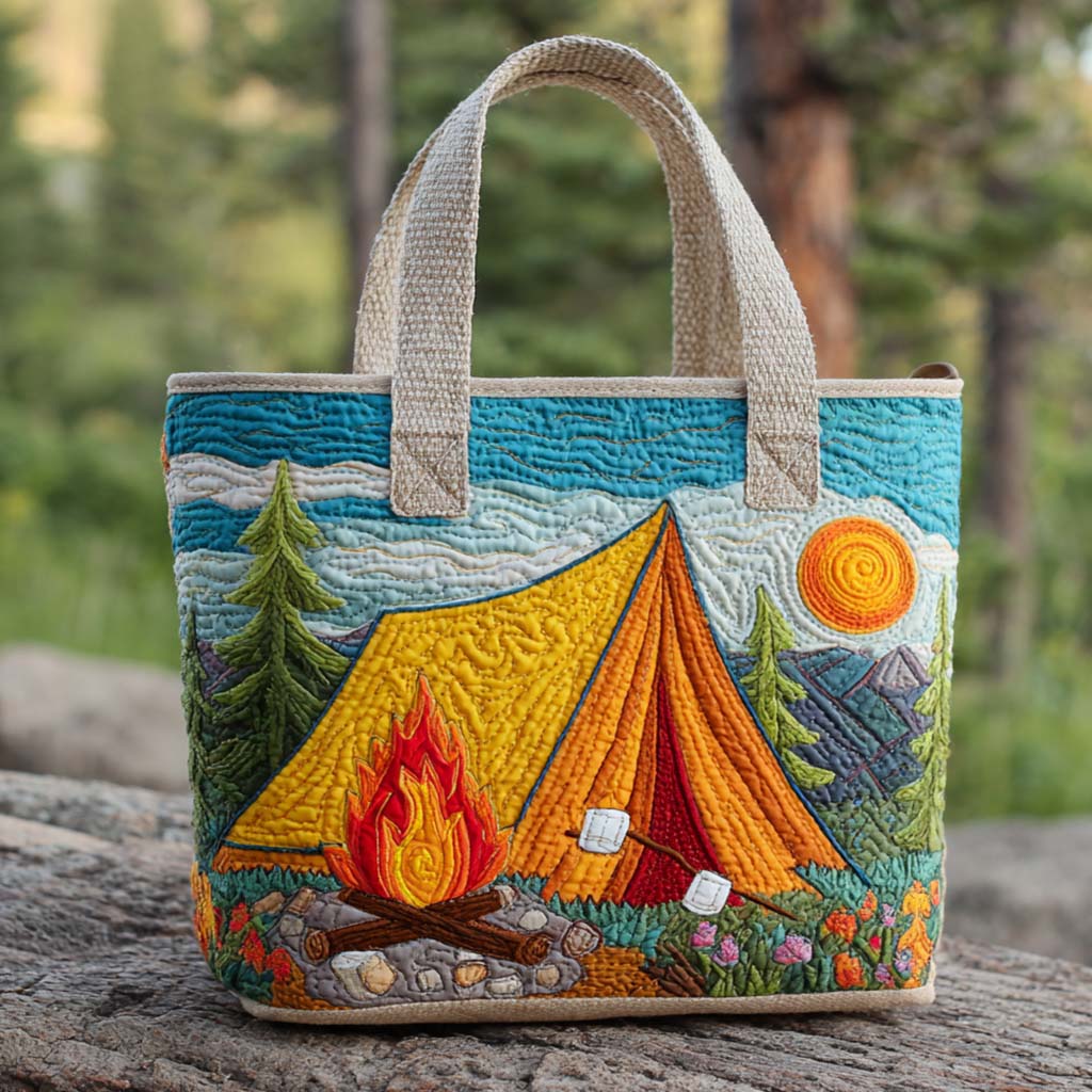 Campfire Moments Quilted Tote Bag Handbags Gift For Camper