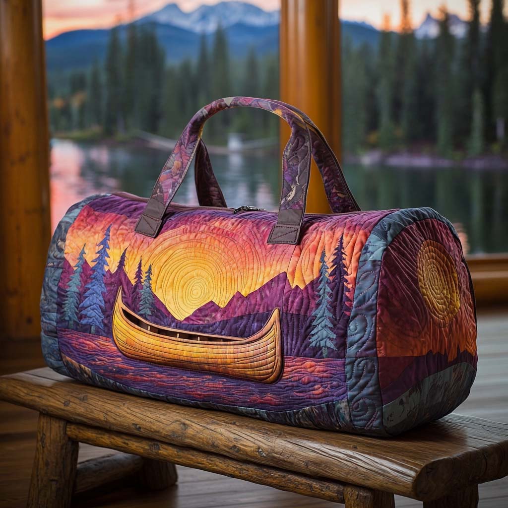 Canoe Sunset Quilted Duffle Bag Weekender Duffel Bag For Women Awesome Birthday Gift Ideas