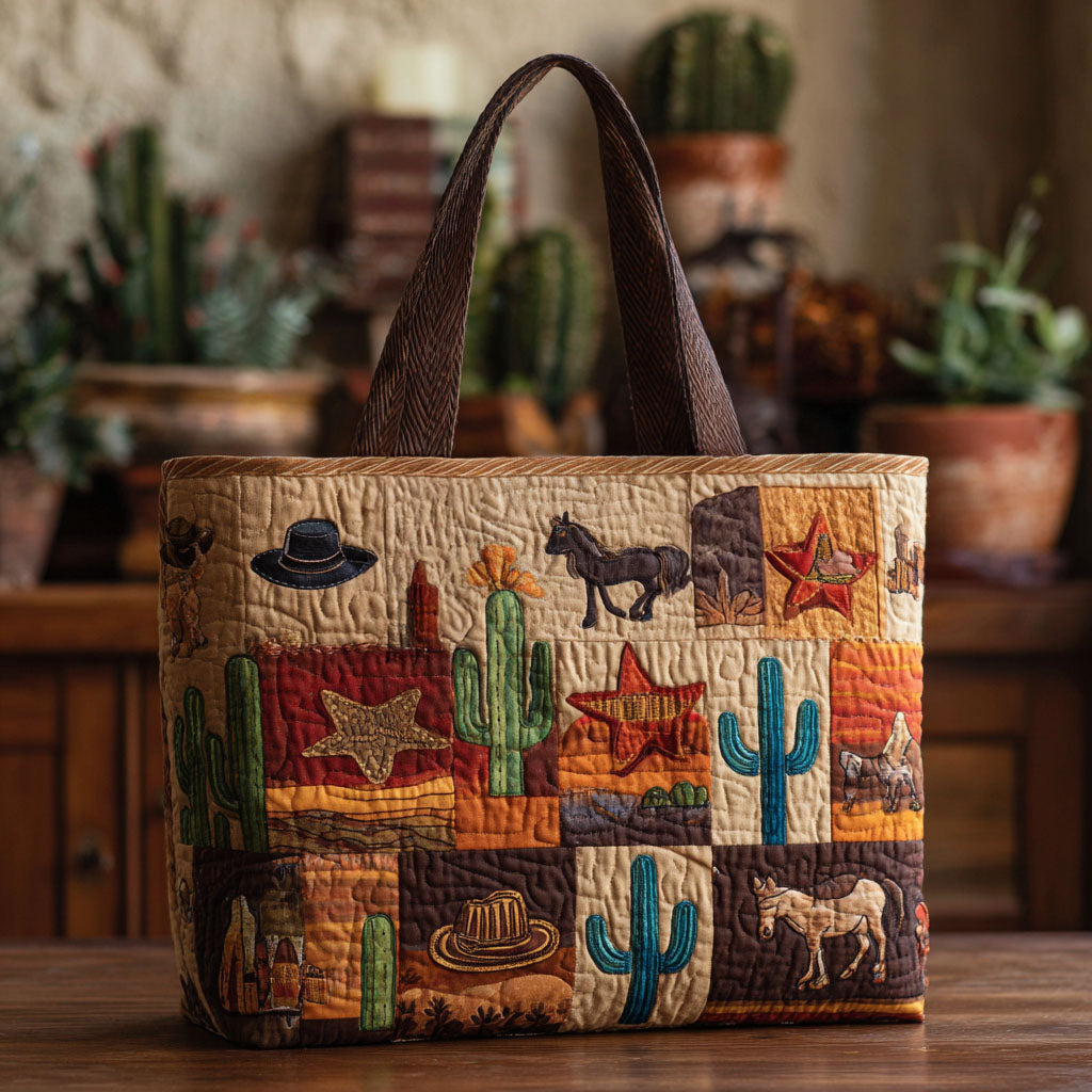 Canyon Sunset Quilted Tote Bag Trendy Shoulder Bags Cowboy Gifts For Women
