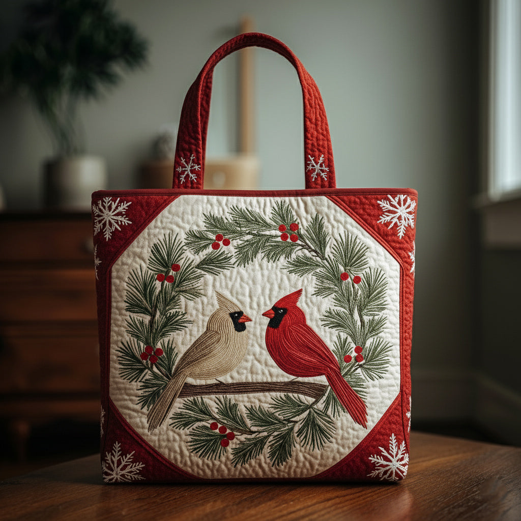 Cardinal Wreath Quilted Tote Bag The Perfect Tote Bag Cardinal Gifts For Her