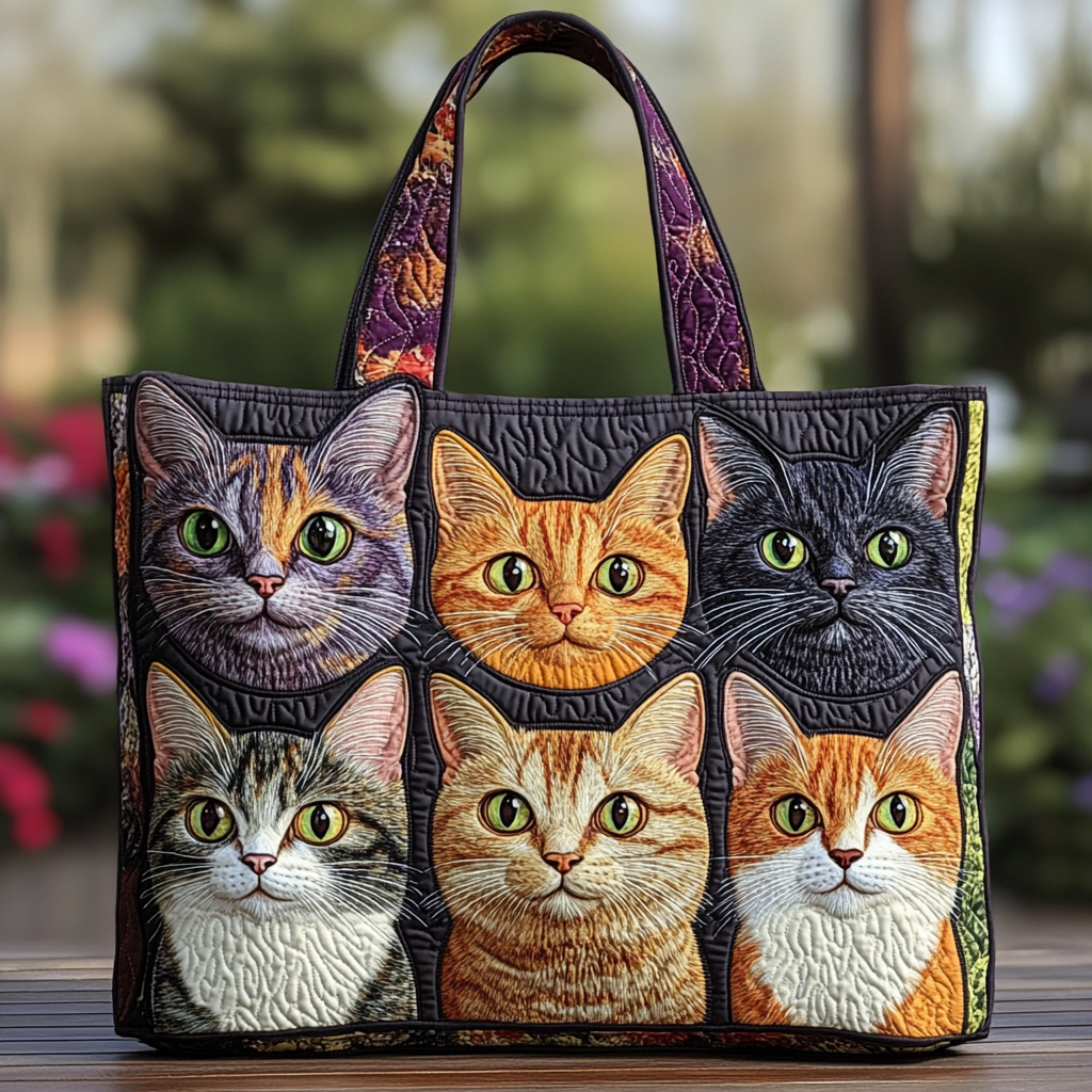 Cat Parade Quilted Tote Bag Best Tote Bag Cat Gifts For Cat Lovers