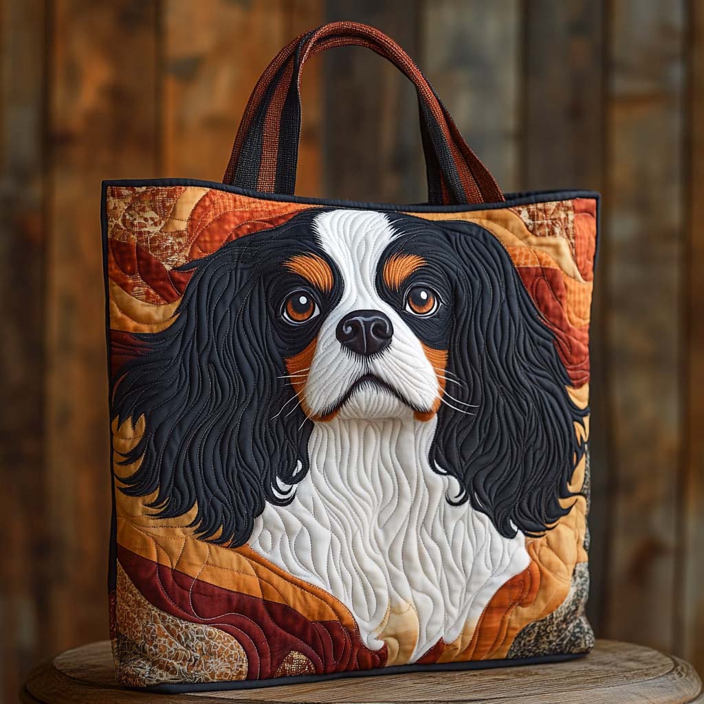 Cavalier Autumn Charm Quilted Tote Bag Cute Tote Bags Great Gifts For New Dog Owners