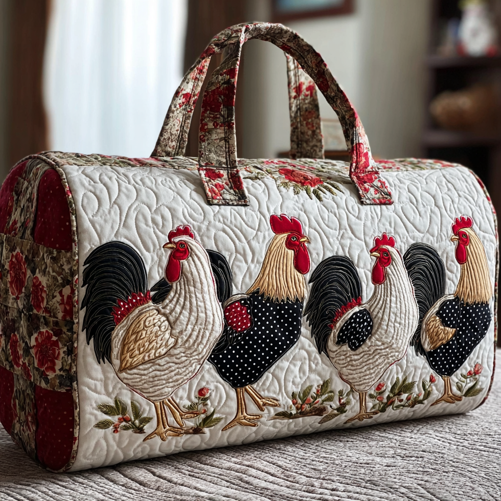 Chicken Charm Quilted Duffle Bag Womens Gym Duffel Bag Best Birthday Gifts For Her