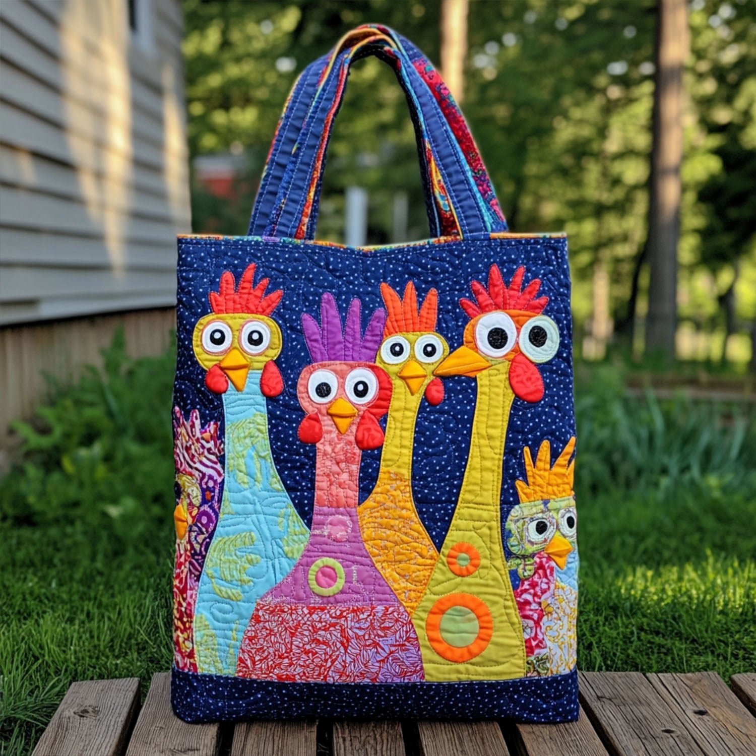 Chicken Coop Charm Quilted Tote Bag Good Shoulder Bags Gifts For Chicken Lovers - Image 3