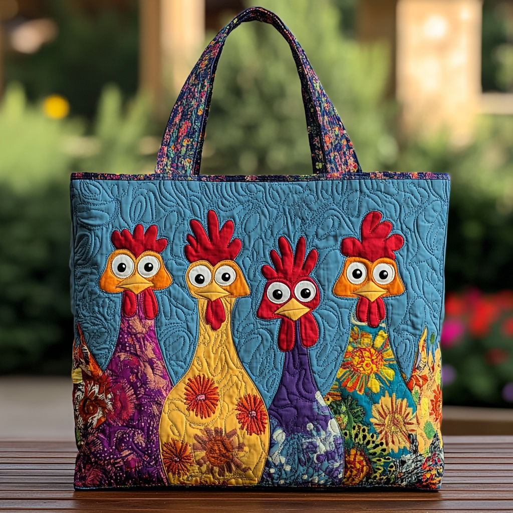 Chicken Dream Quilted Tote Bag Cute Shoulder Bags Gifts For People Who Own Chickens