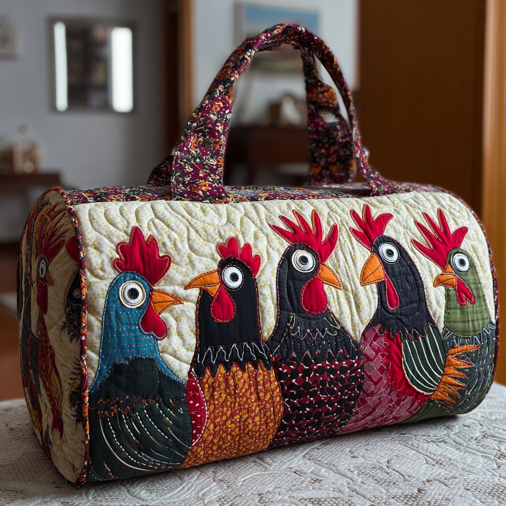 Chicken Garden Quilted Duffle Bag Stylish Duffle Bag For Women Special Birthday Gifts For Grandma