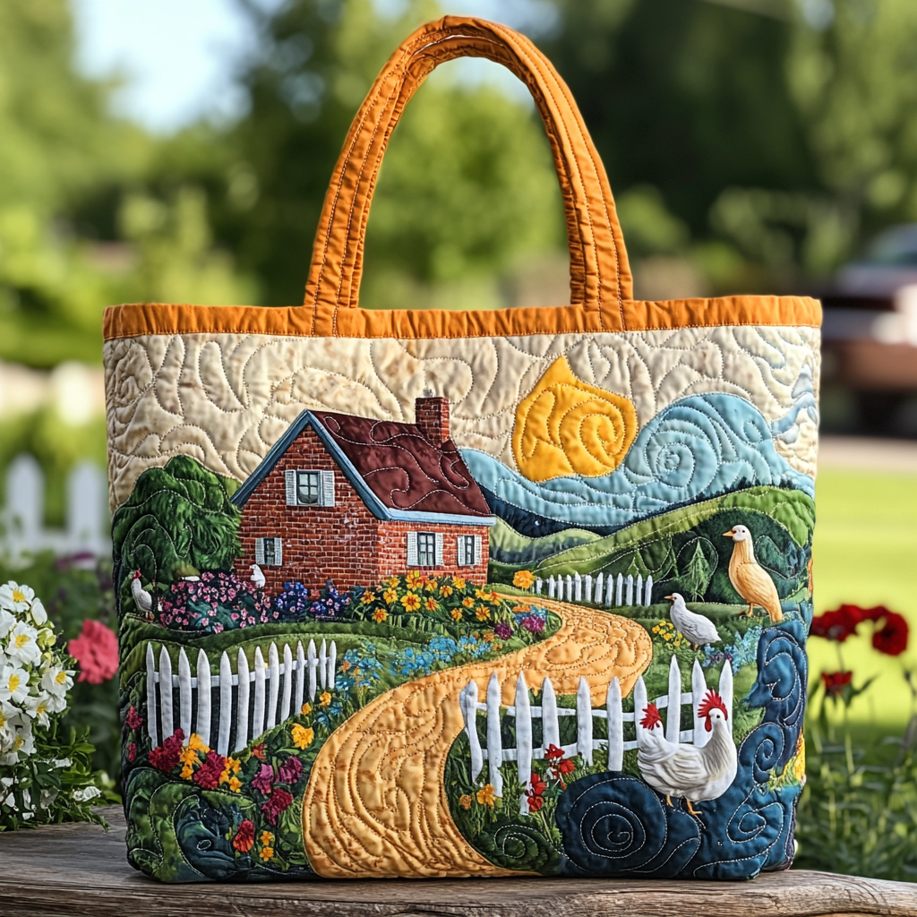 Chicken Garden Quilted Tote Bag Cute Tote Bags Best Gifts For Chicken Lovers