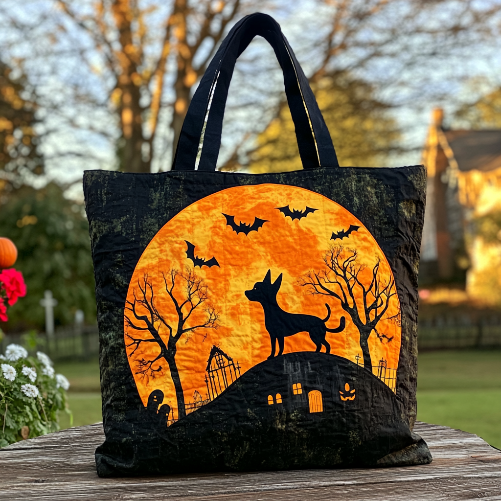 Chihuahua Moon Quilted Tote Bag Shoulder Bags For Women Chihuahua Mom Gifts