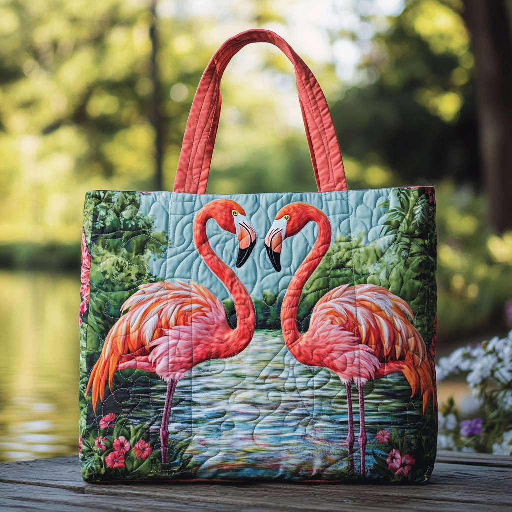 Chill Flamingo Quilted Tote Bag Best Tote Bag Flamingo Gifts For Her