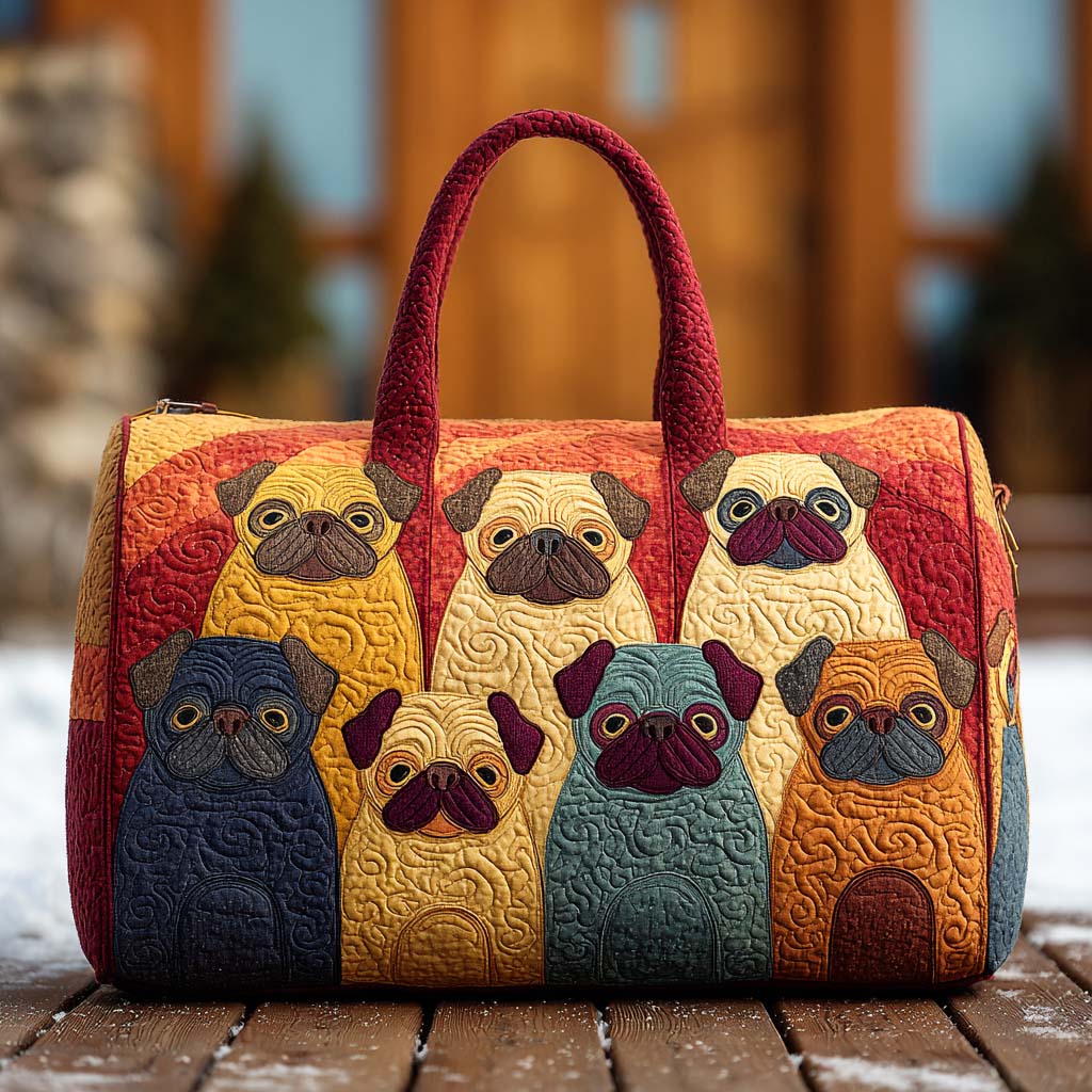 Chonkster Pug Quilted Duffle Bag Large Duffle Bags For Travel Best Gifts For Dog Owners
