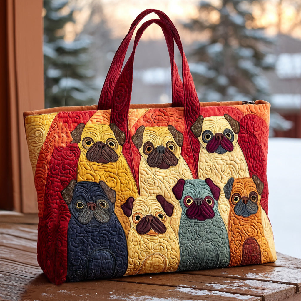 Chonkster Pug Quilted Tote Bag Quilted Shoulder Bag Best Pug Gifts