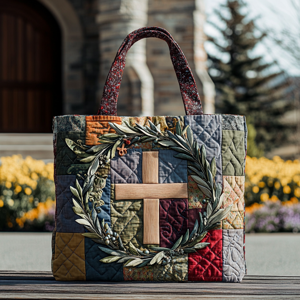 Christed Harmony Quilted Tote Bag Patchwork Tote Bag Mothers Day Church Gift Ideas