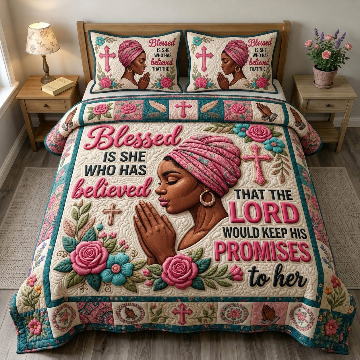 Christian Faith Quilt Bedding Set Religious Bedroom Decor Religious Gift For Her