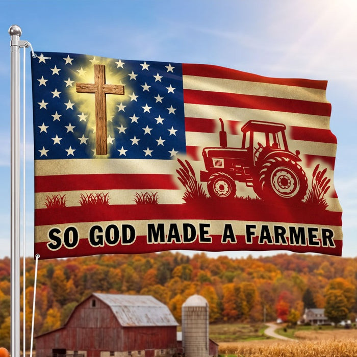 Christian Farmer Grommet Flag God Made a Farmer Farmhouse Fal Tractor Decor Gift Ideas