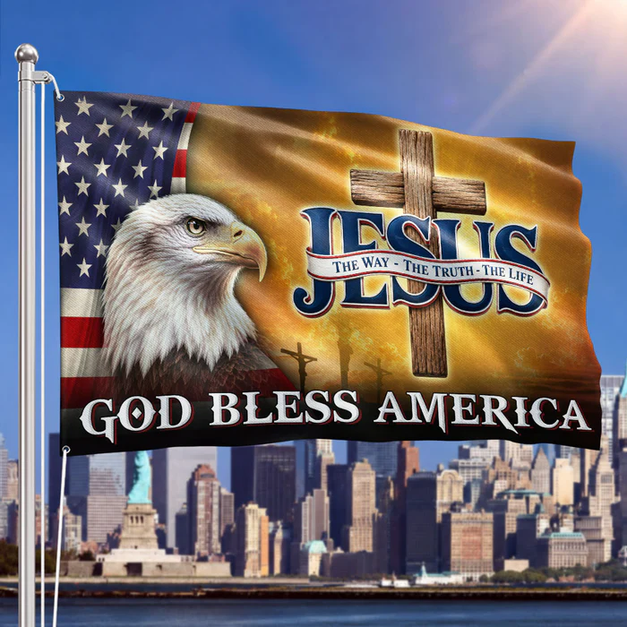 Christian Flag Jesus The Way The Truth The Life Cross Grommet Flag Gift For Patriotic Americans