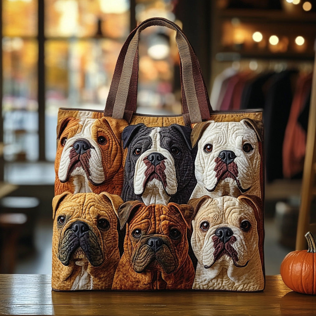 Chubby Cheeks Harvest Quilted Tote Bag Best Shoulder Bag For Women Bulldog Owner Gifts