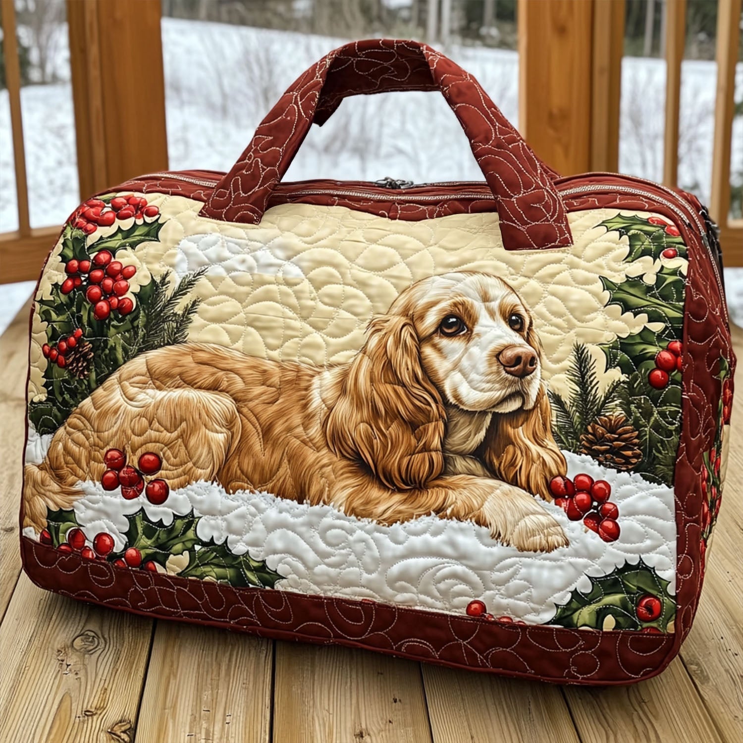 Classic Spaniel Quilted Duffle Bag Ladies Travel Duffel Bag Unique Gifts For Dog Lovers