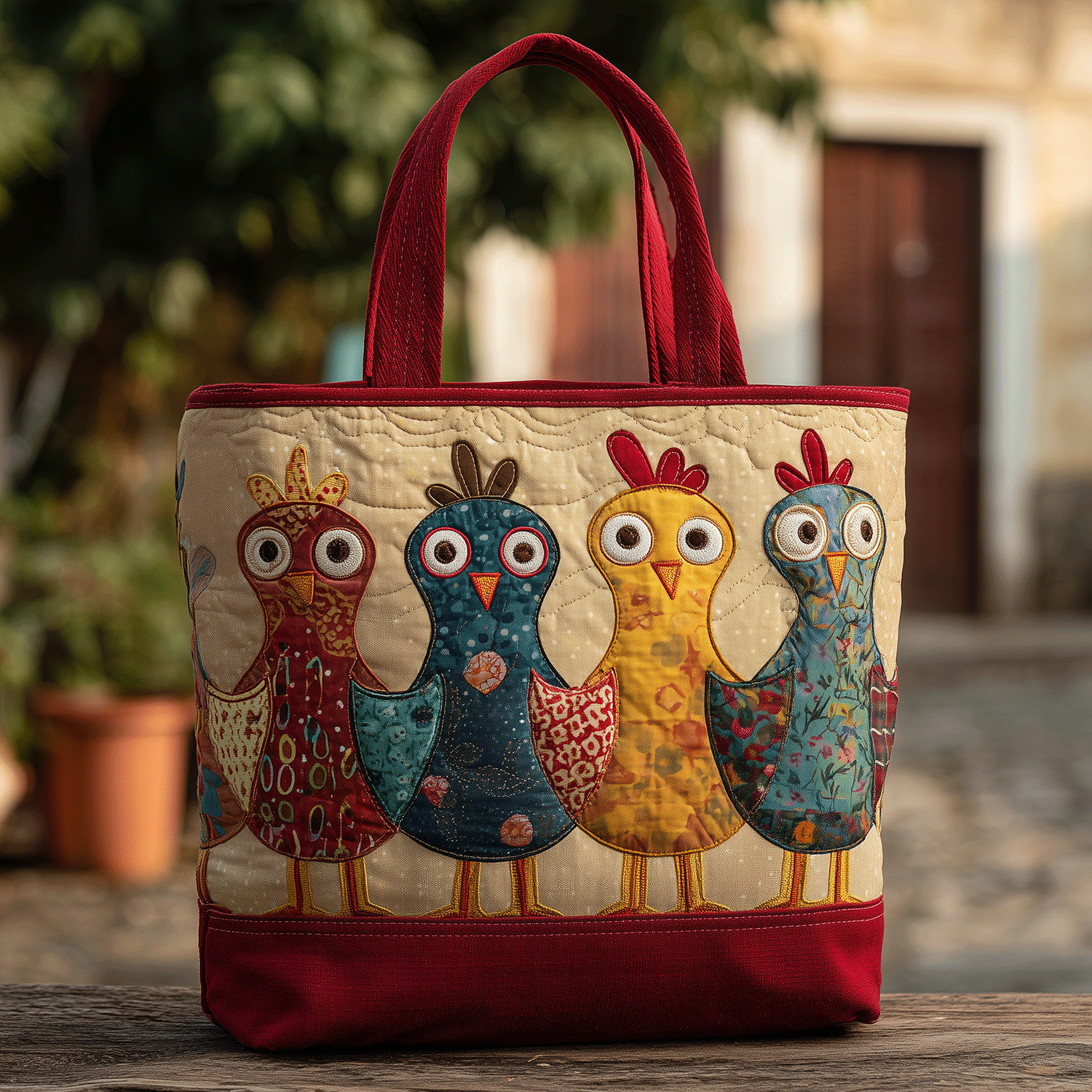 Cluck Couture Quilted Tote Bag Shoulder Bags For Women Gifts For Chicken Lovers