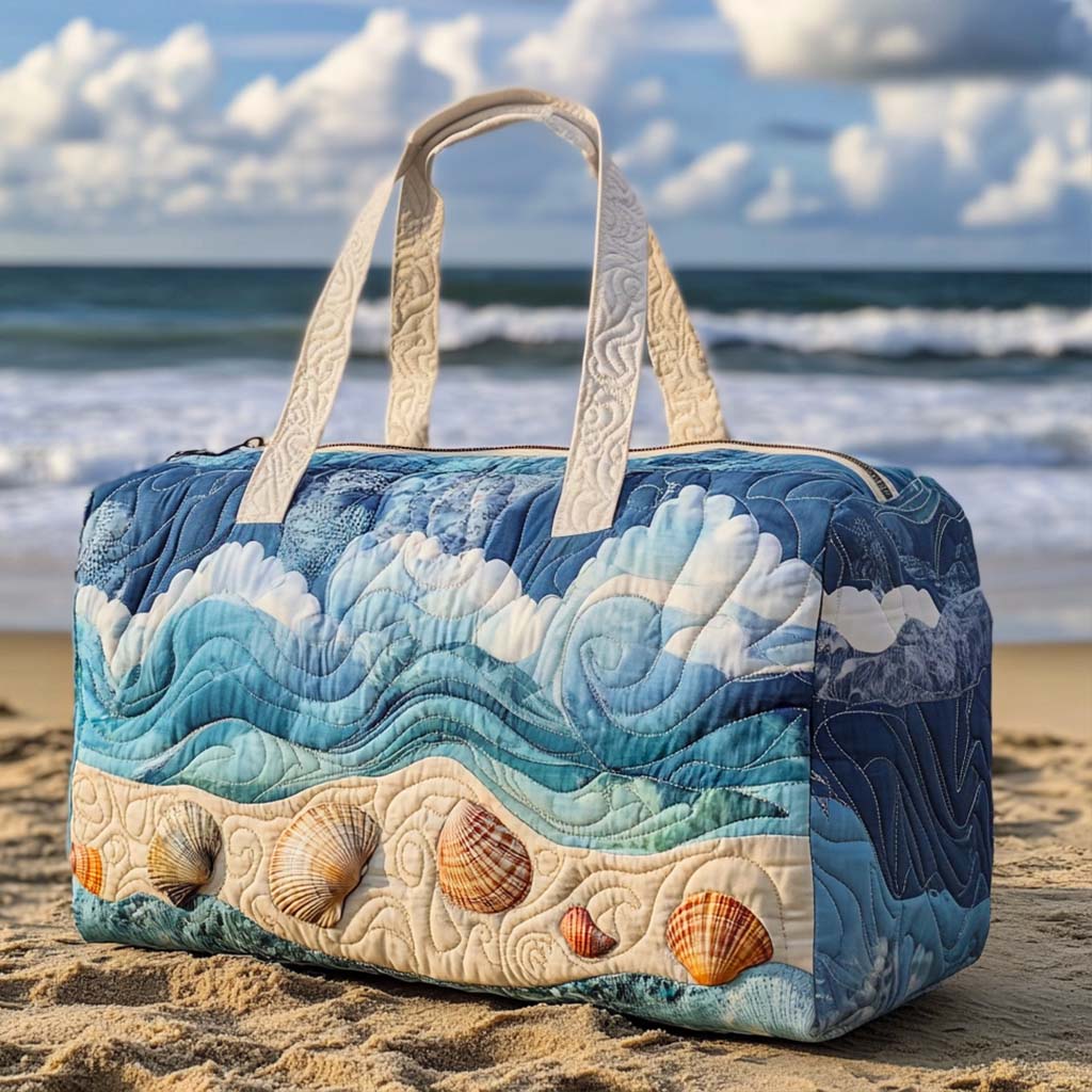 Coastal Breeze Quilted Duffle Bag Stylish Duffle Bag For Women Lighthouse Gift Shop